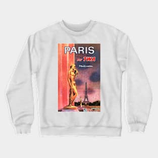 PARIS Eiffel Tower Woman Statue Vintage Airline Travel Advertisement Crewneck Sweatshirt